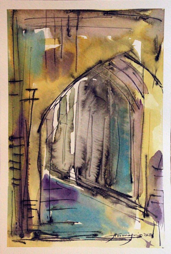 ALLEYS(6), WATERCOLOR ON PAPER, 17X 25 CM