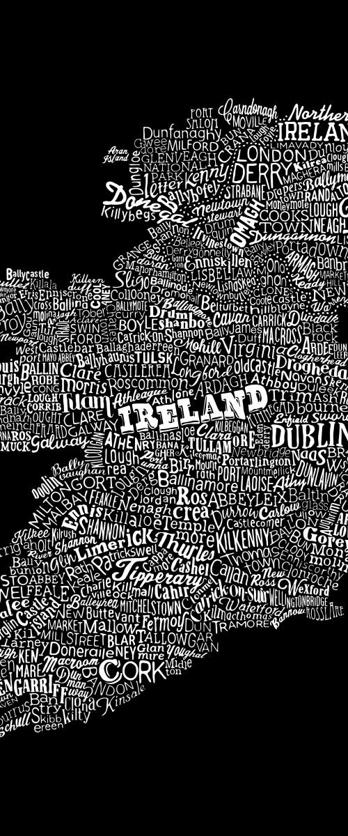 Ireland Type Map (Black) by Dex