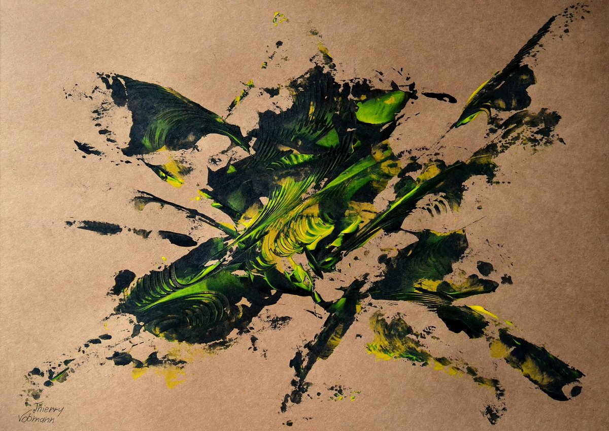 Abstract Acrylic Painting By Thierry Vobmann. Abstract ., 17 X 12", Natural Style 35, Original Artwork