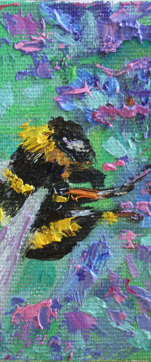 Bumblebee 08  / From my series "Mini Picture" /  ORIGINAL PAINTING by Salana Art Gallery