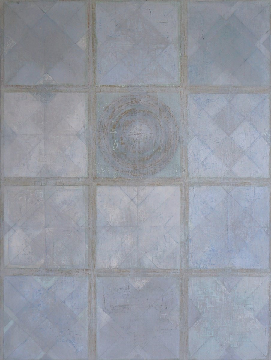 Geometric Abstract Oil Painting By Anna Jannack, 18 X 24, Primordial State Vi, Original Artwork