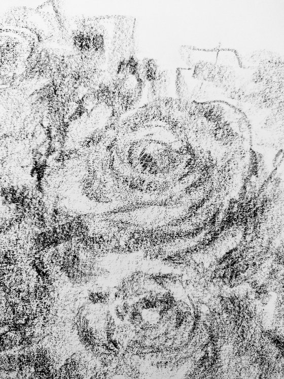 Roses #10. Original charcoal drawing