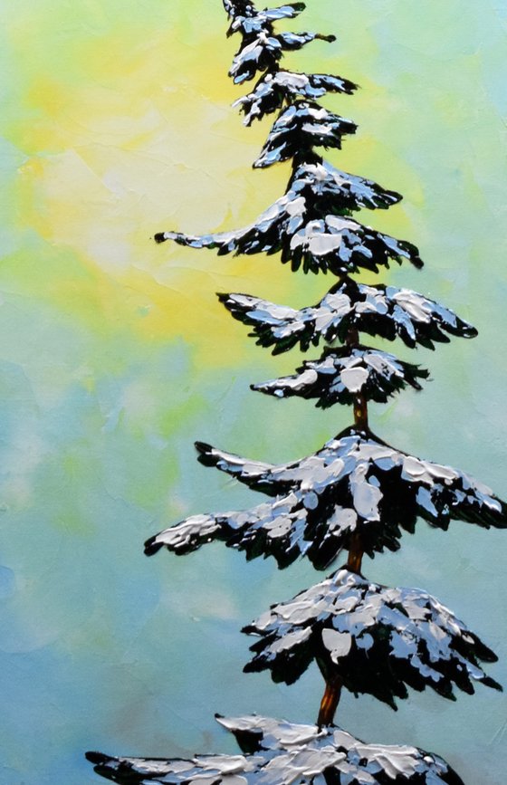 "Solo" Abstract Pine Tree Painting