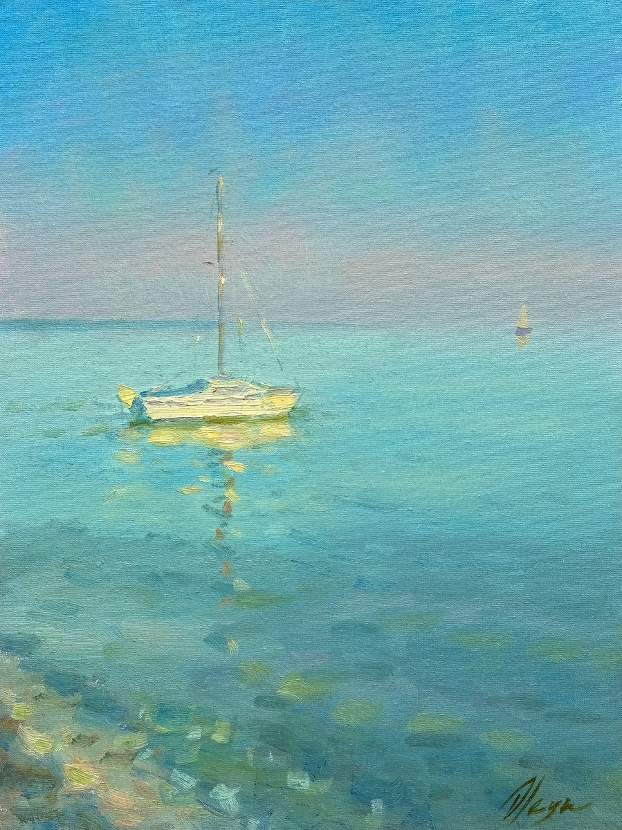 Impressionistic Landscape Oil Painting By Dmitry Oleyn, 12 X 16, Evening, Original Artwork