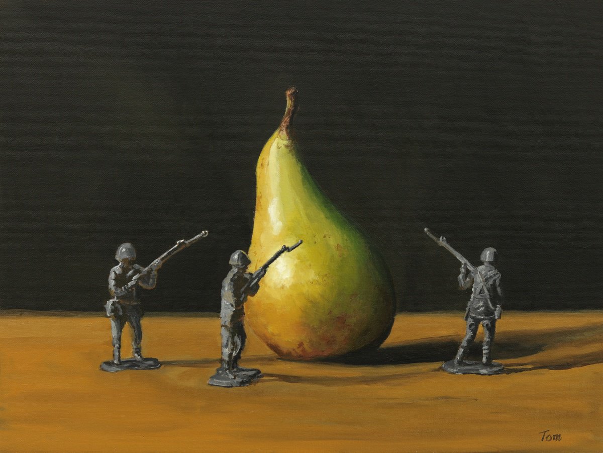 Pear under guard by Tom Clay