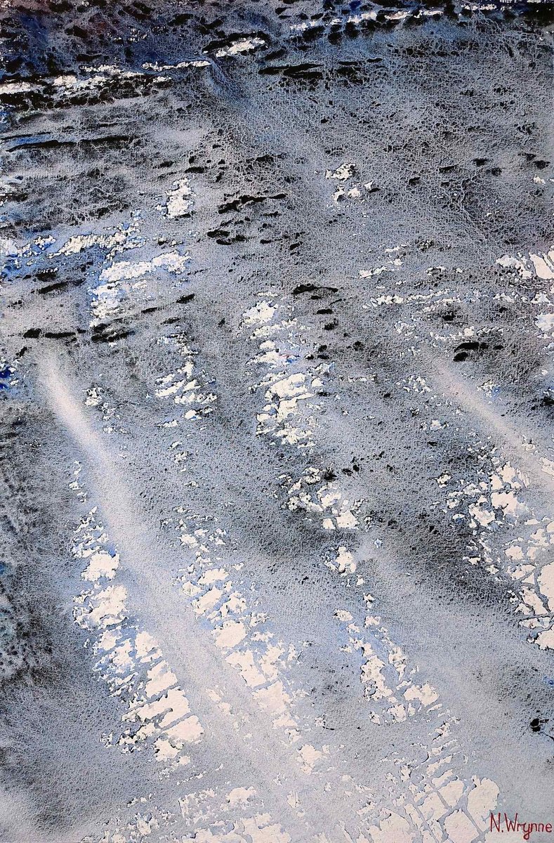 Abstract Landscape Watercolour By Neil Wrynne, 15 X 22", The Grey Sea, Original Artwork