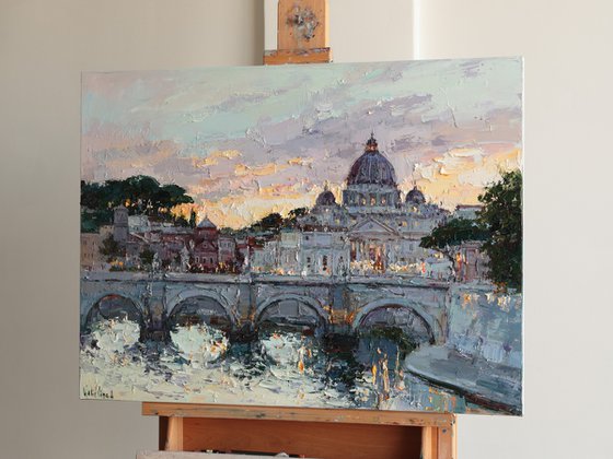 St. Angelo Bridge at Sunset, Rome