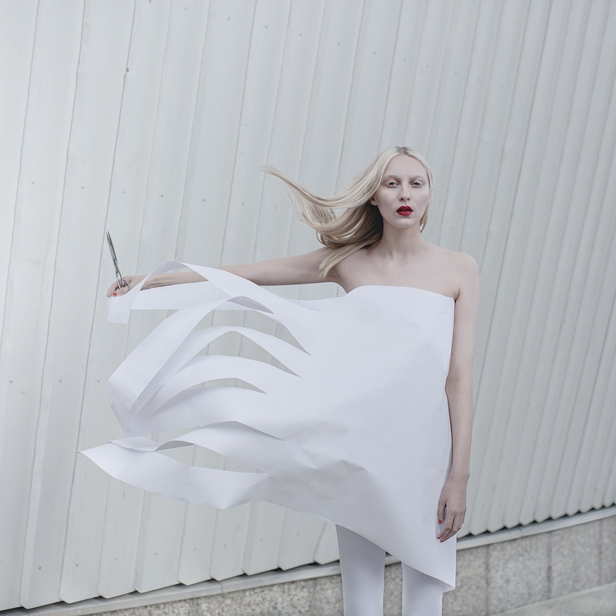 Surrealistic Portrait Photograph By Dasha Pears, 23 X 23, Paper Cuts: White, Original Artwork