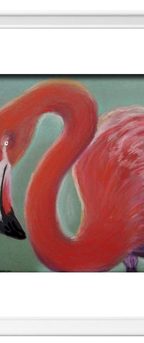 Pink flamingo - child of the sunset by Liubov Samoilova