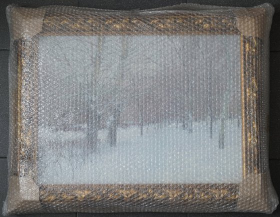 Snow-covered boulevard in Maryino