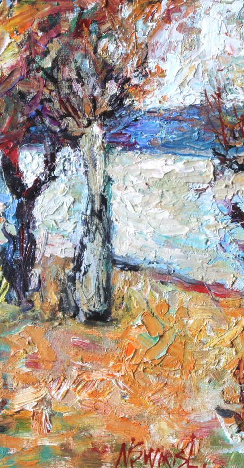 “Trees by the River” by Nikifor Swiristuhin