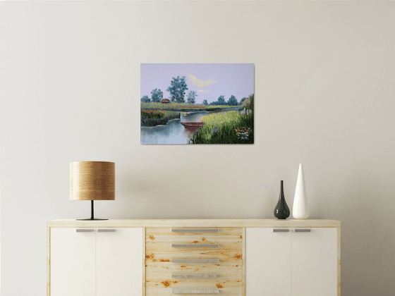 Rural landscape with a boat