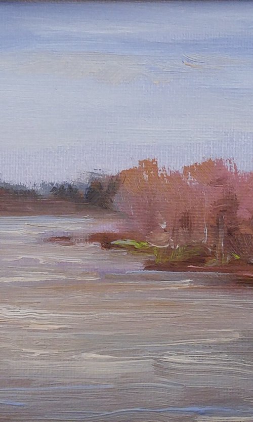 Plein air on the lake (5x7x0.1'') (framed 8.7x7x0.5") by Alexander Koltakov