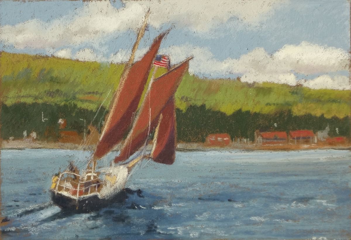 Red Sails in Grand Marais by Joanne Carmody Meierhofer