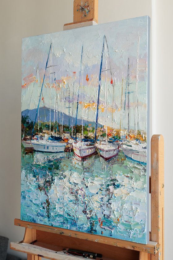 Yachts at sunset