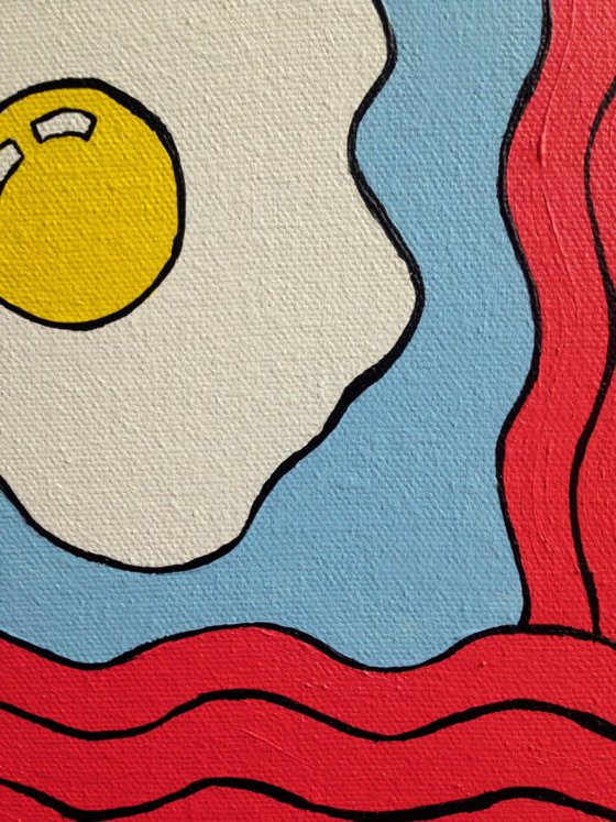 Fried Egg And Bacon Pop Art Painting Canvas