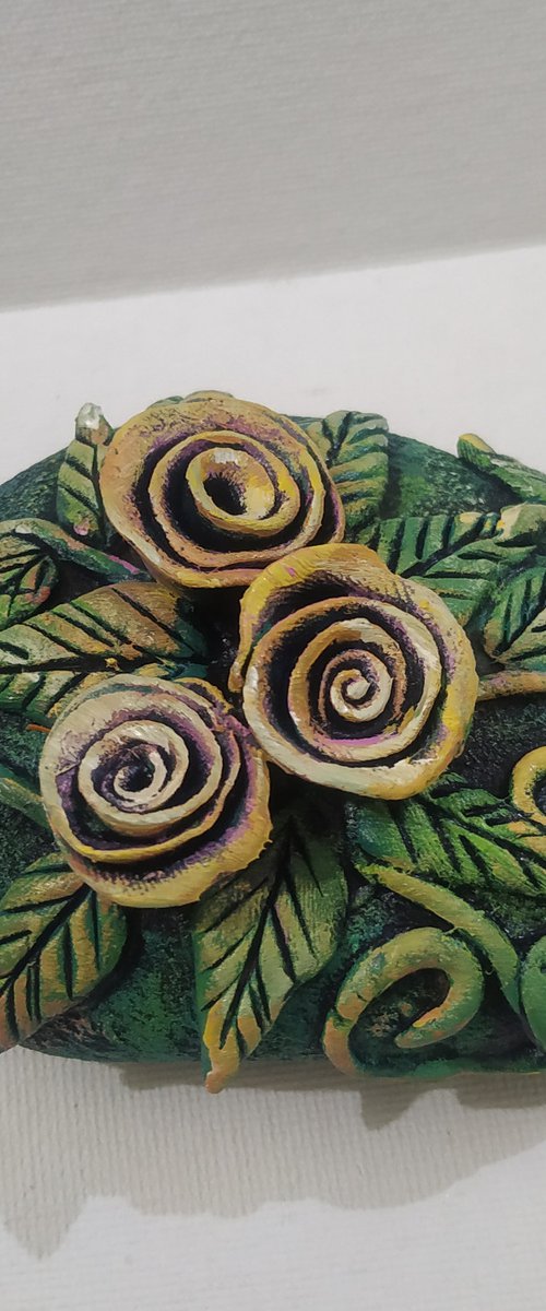 Floral series with clay 2 by SANJAY PUNEKAR