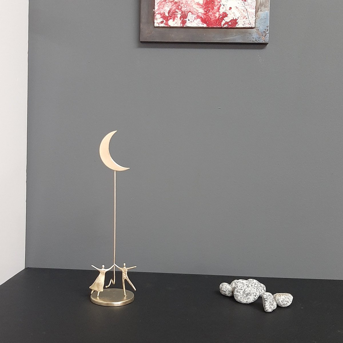 Impressionistic Portrait Bronze Sculpture By Anna Andreadi, 2 X 8, My Moon, Oh So Bright!, Original Artwork