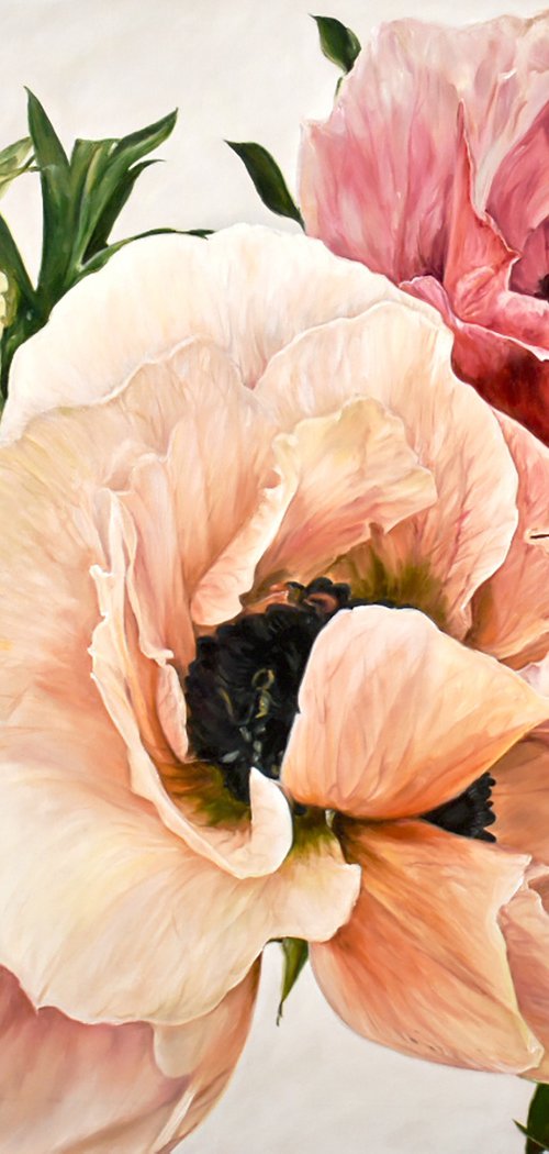 Author's oil painting with flowers "Anemones" 90 * 80 cm by Irina Ivlieva