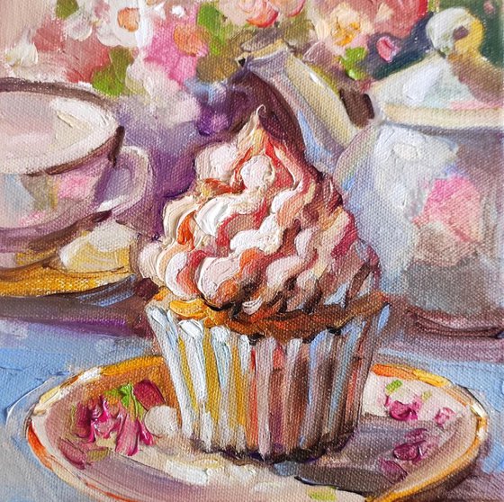 Creamy Cupcake. Tea Party Still Life
