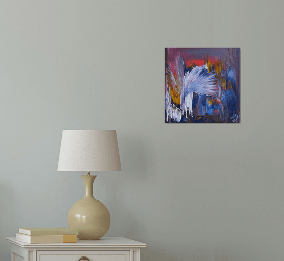 The guardian Angel FREE SHIPPING SPIRITUAL SQUARE PAINTING ABSTRACT READY TO HANG ISABELLE VOBMANN