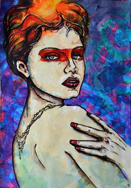 Gypsy Girl - Original Acrylic Painting Art on Canvas Ready To Hang Painting  by Jakub DK