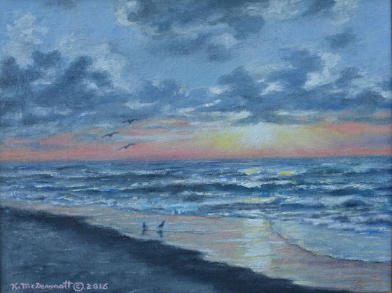 Myrtle Beach Sunrise - framed 10X13 oil seascape (SOLD)