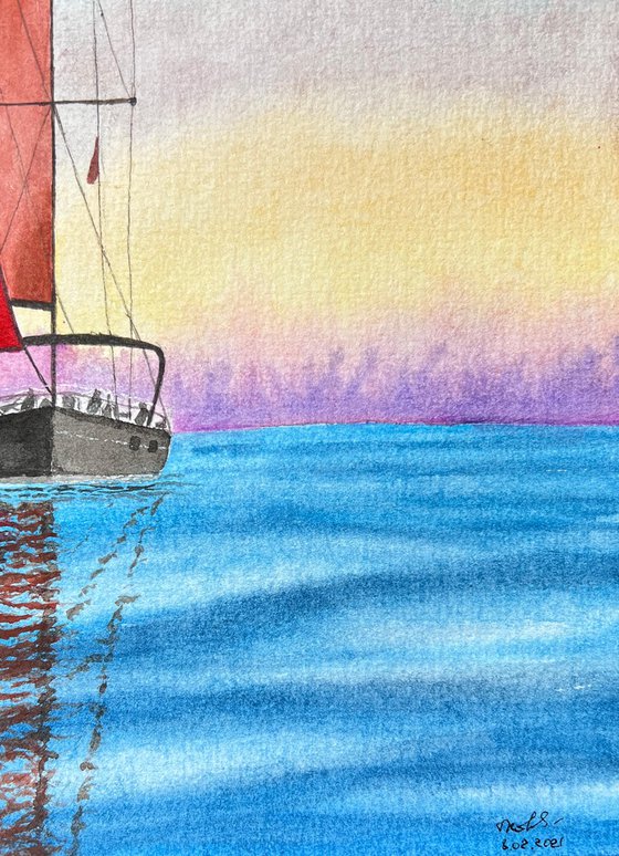 Scarlet sailboat