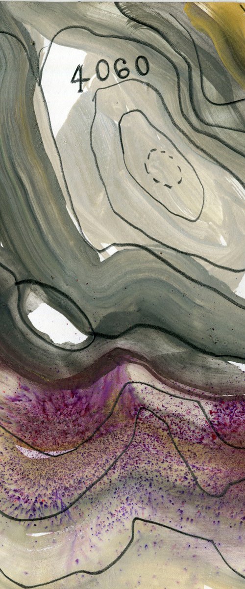 Map Painting, Anoch Beag Summit, Scotland by Elizabeth Anne Fox