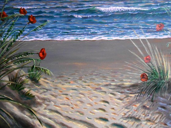 PATH TO THE SEA- YOU CAN ORDER THE SAME!  HUGE SIZE, oil on canvas,  seascape, one of a kind