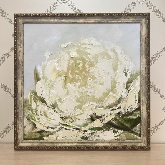 Cozy peony in a frame