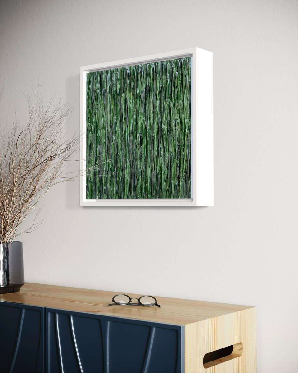 Abstract Acrylic Painting By Daniela Pasqualini, 10 X 10, Melodie - Dark Green, Original Artwork