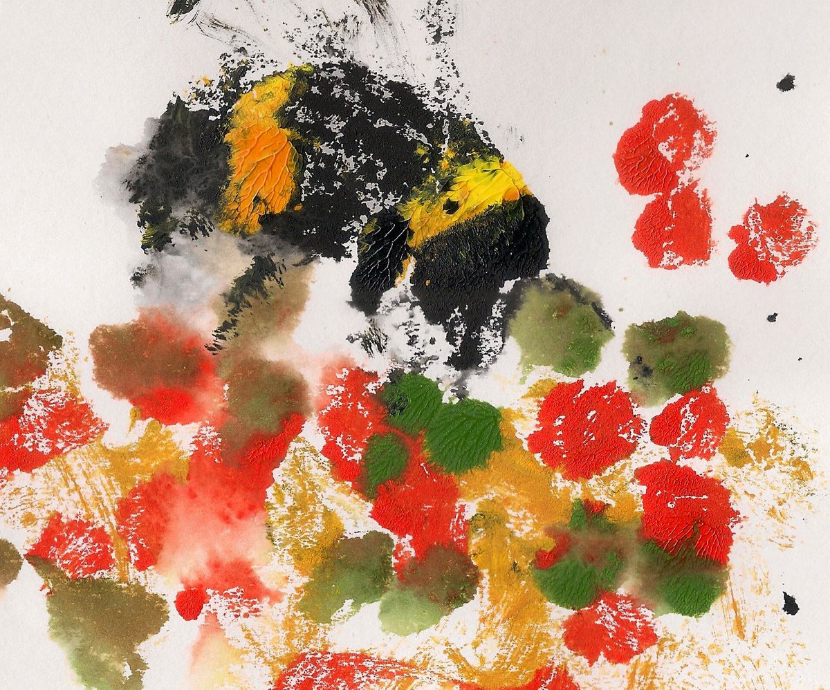 Impressionistic Limited Edition Print , Bumblebee 4 By Asha Shenoy, 8 X 8, Artwork For Sale On Artfinder