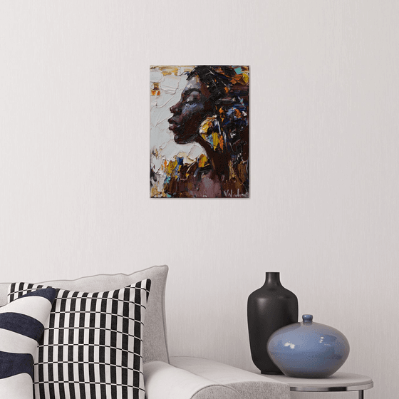 African woman portrait Original oil painting