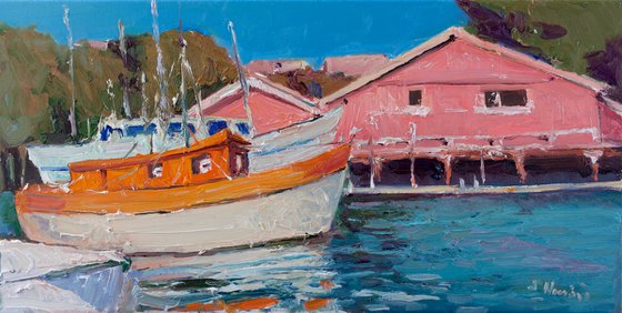 Orange Boat and Pink House