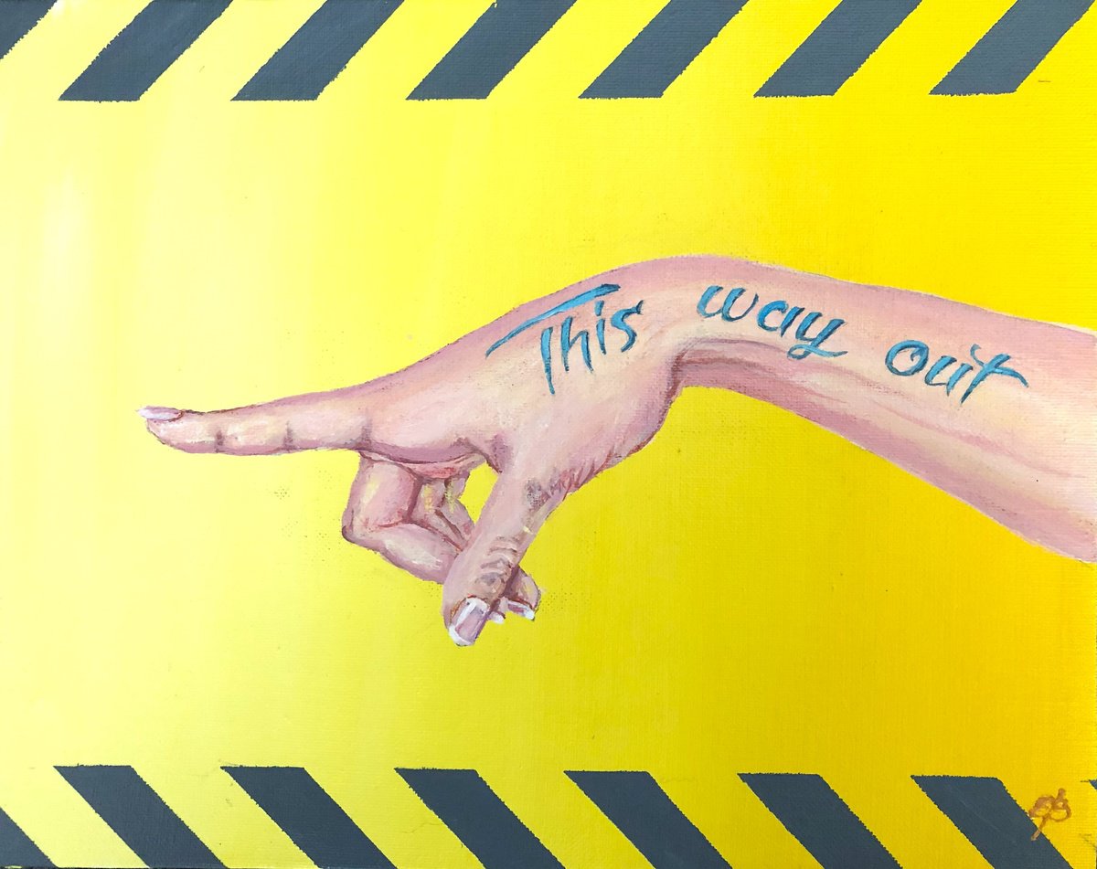 Impressionistic Portrait Acrylic Painting By Lena Smirnova, 12 X 9", This Way Out, Original Artwork