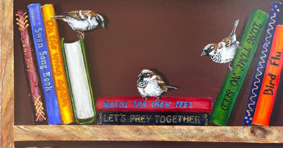 Bookshelf with birds #26