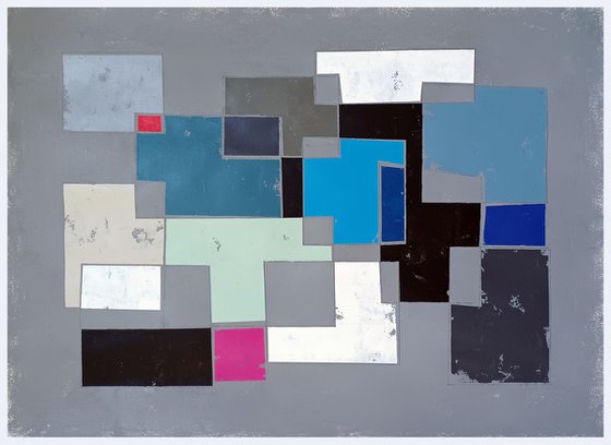 Grey and blue composition