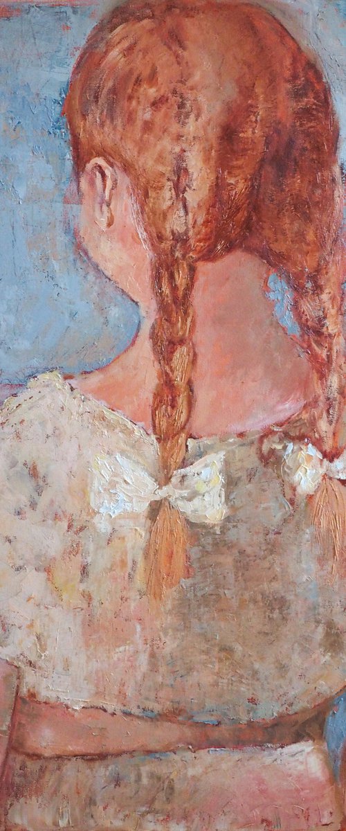 Insecurity - Child Faceless Portrait Large Original Oil Painting on Canvas by Dasha Pogodina