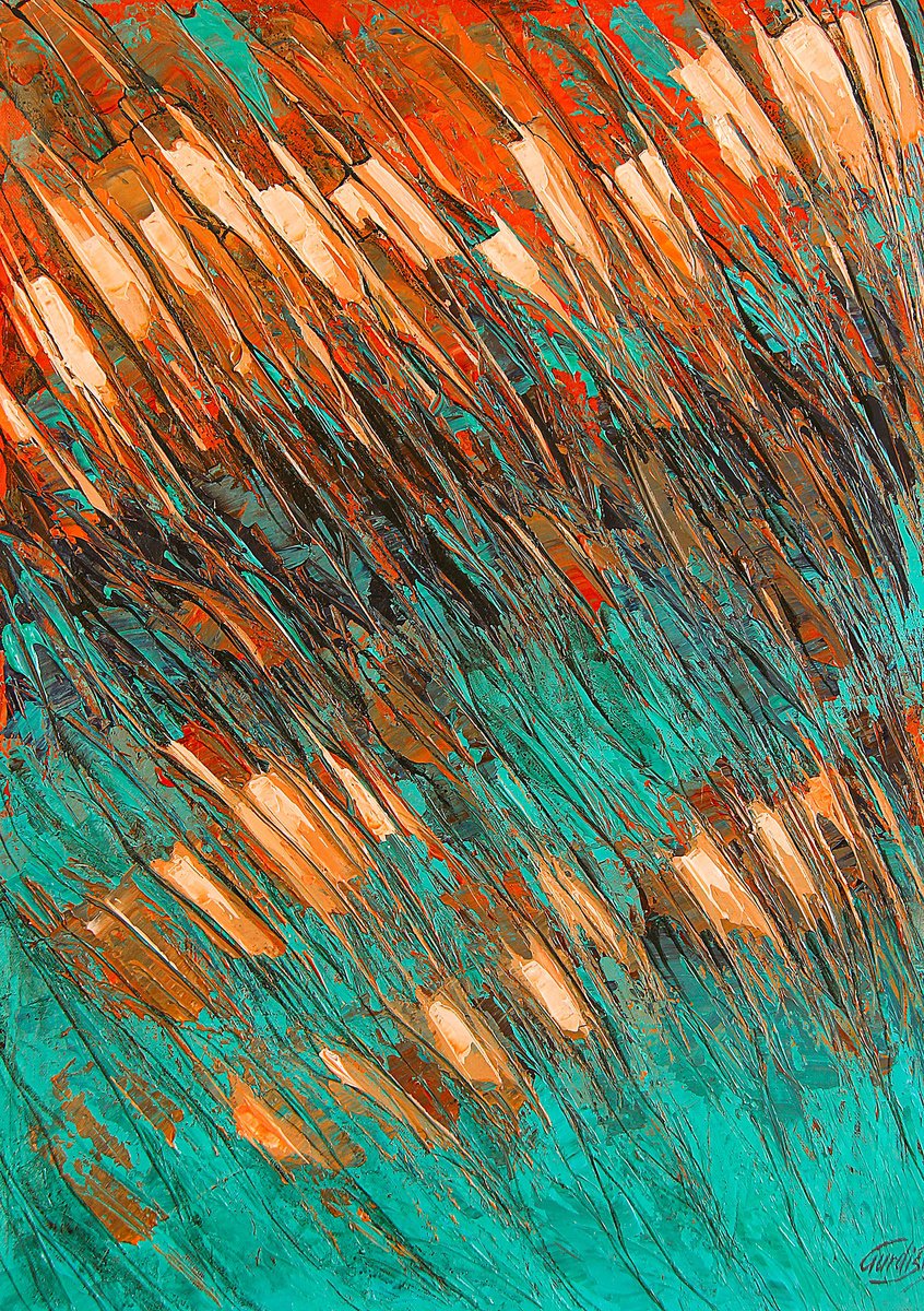 Abstract Acrylic Painting By Artist Gurdish Pannu, 18 X 26, Abstract Wall Art, Original Artwork