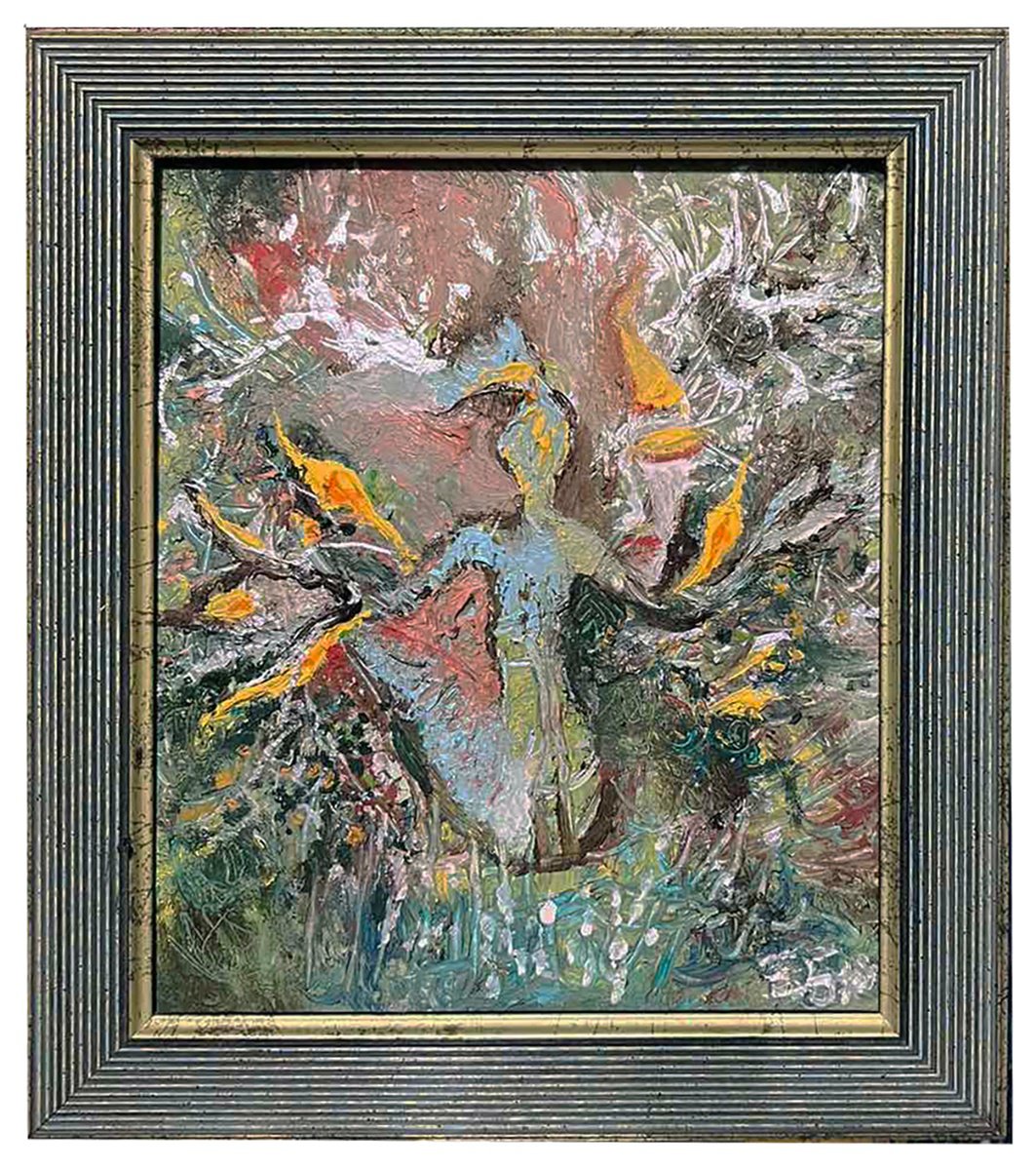 Organic Botanical Oil Painting By Eleonora Bakalova, 12 X 14, Forest Extravaganza, Original Artwork