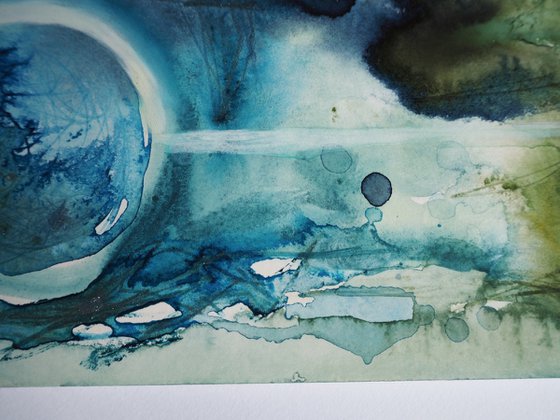 Blue forest - abstract blue watercolor