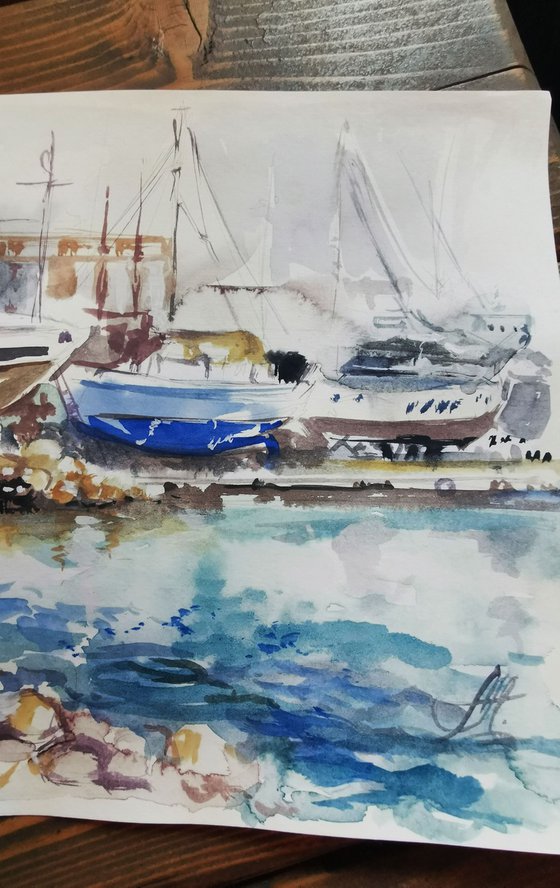 Sea Coastal Art Seaside-inspired Paintings on paper, watercolor art