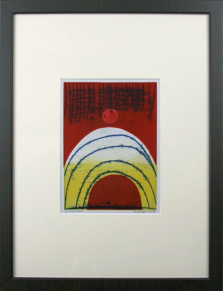 Red Sky at Night - Framed A3 Original Signed Monotype by Dawn Rossiter
