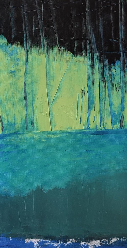 Abstract oil painting "Lake 7". Size 15,7/19,7 inches, 40/50cm, stretched by Kariko ono