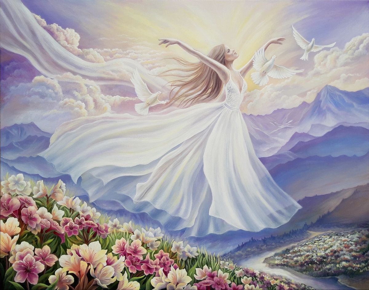 The spirit of freedom, woman painting by Anna Steshenko