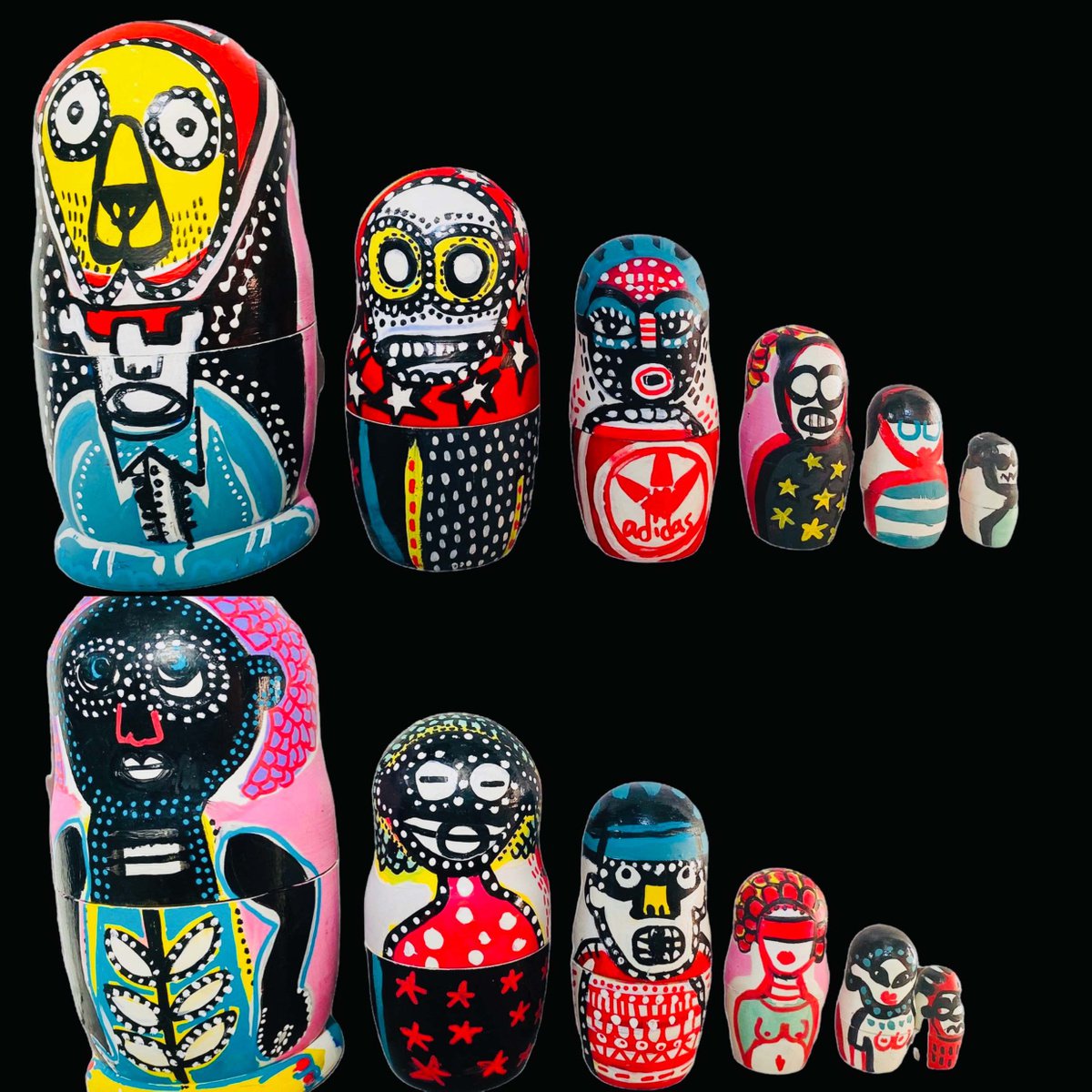 Hand painted set of Russian dolls by Georgia Sawers