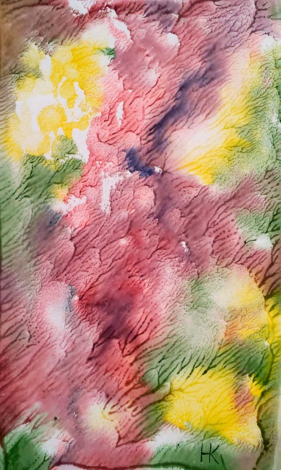 abstract original watercolor painting  "Enjoy the bright autumn"