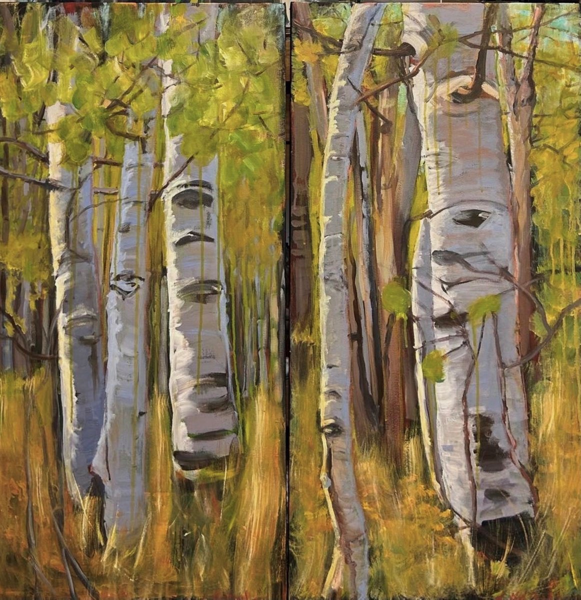 Birch Forest Diptych by Leah Kohlenberg Fine Art