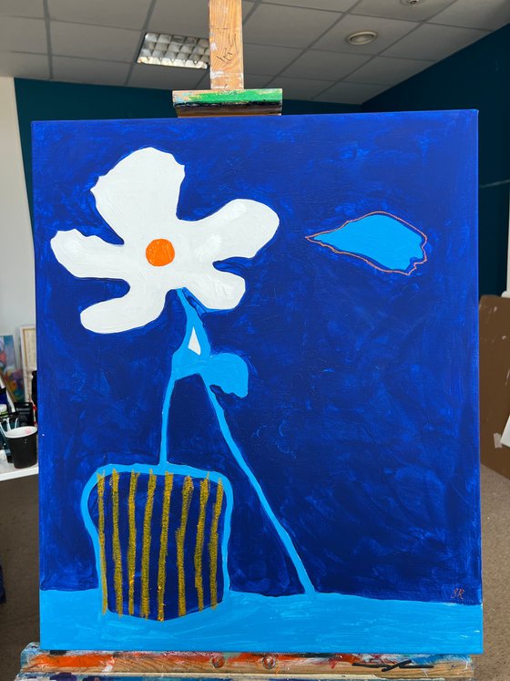 White Flower Acrylic Painting